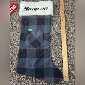Dixon Flannel Snap-On Branded Grey & Black Plaid Christmas Stocking - NWT